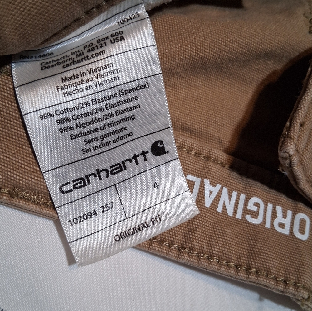 Carhartt Women Canvas Utility Work Shorts Size 4 Original Fit Brown 102094 - Picture 2 of 11